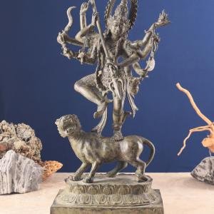 Indonesian Bronze Goddess Kali Sculpture | 22" Vintage Art | 5.54kg Sacred Masterpiece | Divine Power Statue | Jaipurio